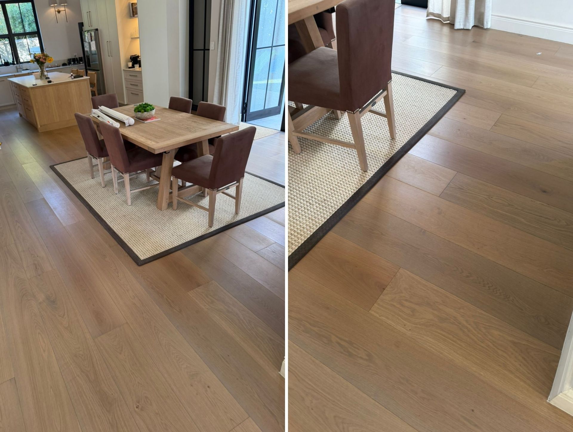 Wide plank and herringbone oak flooring installed in a Constantia home